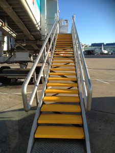 Close Up of Birmingham Airport Steps showing SComp anti slip stair treads