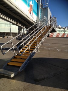 Close Up of Birmingham Airport - Airplane Steps fitted with SComp anti slip stair treads
