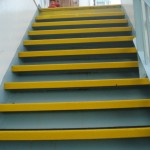 Ship's stairs with new GRP Anti-Slip Stair Treads and Noses installed