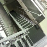 GRP anti slip stair treads covering metal chequer plate